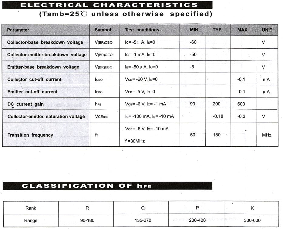 Transistor 2SA733 / A733 | 2 Pack | 50V / 0.15A | PNP | TO-92 | CE-TRA-17