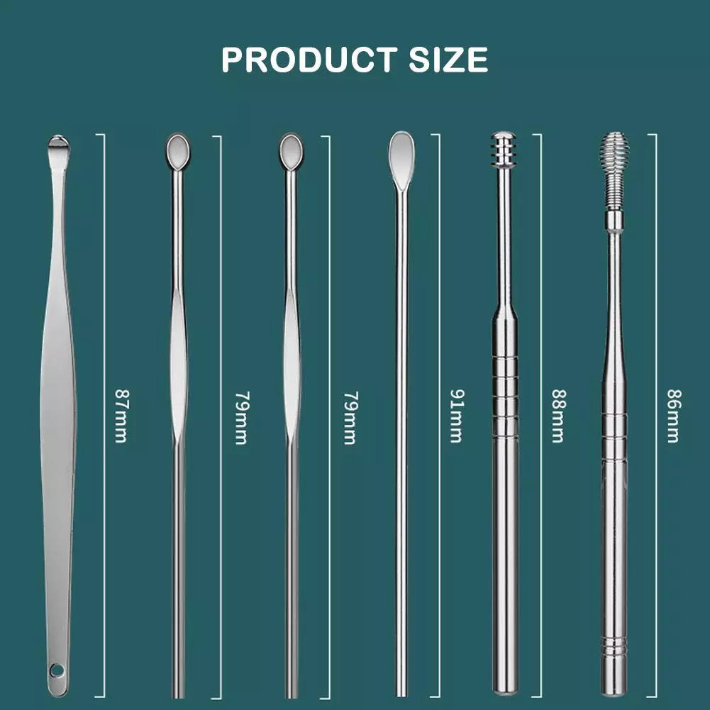Kit de Limpieza para Oídos | 7 Piezas + Estuche | Acero Inoxidable | CHO-CPE-01