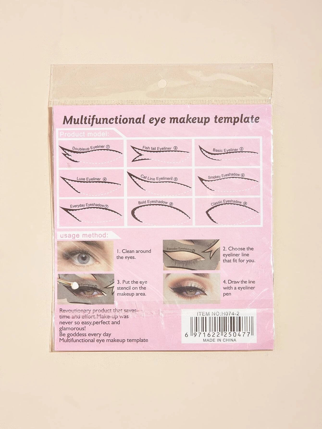 Molde / Plantilla para Delineado de Ojos | Transparente-Negro | ABS | CHO-CPE-05