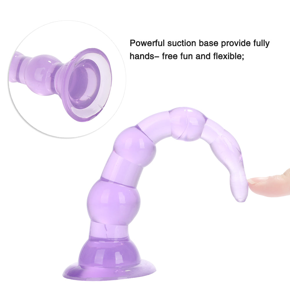 Plug Anal - Consolador Anal | 16.5cm | Violeta | 6 Cuentas | Silicona - Flexible | CJS-AP-01