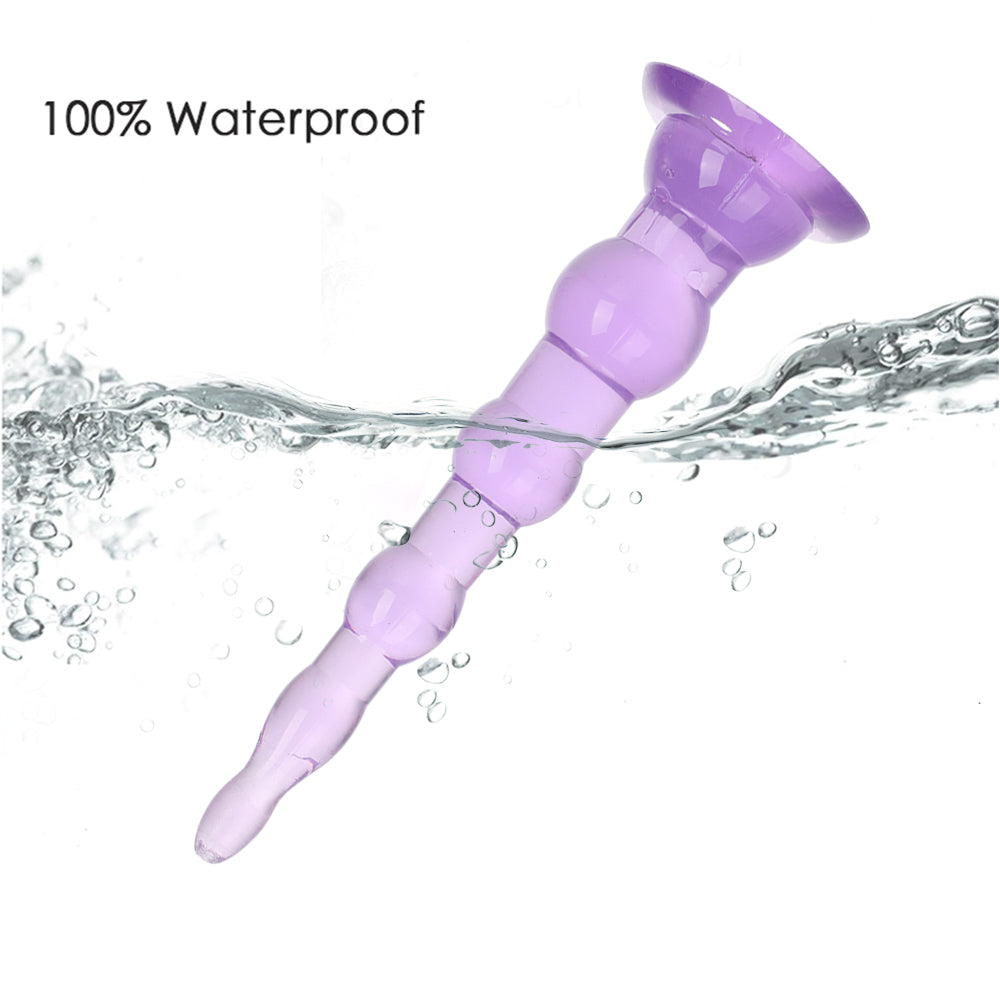 Plug Anal - Consolador Anal | 16.5cm | Violeta | 6 Cuentas | Silicona - Flexible | CJS-AP-01