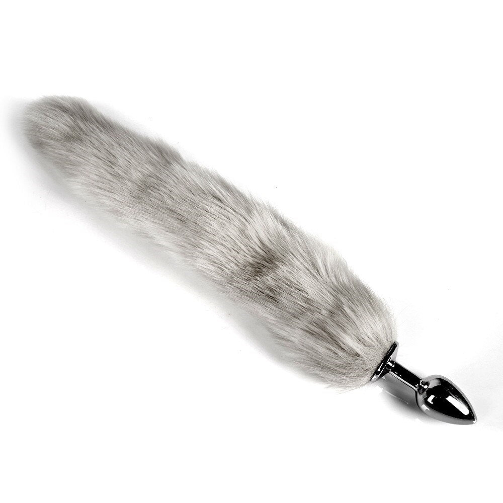 Butt Plug - Tapón Anal | Con Cola | 7cm / 2.7cm | Café / Gris / Rosado / Blanco | Metal | CJS-AP-13