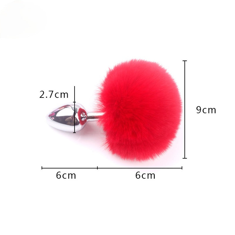 Butt Plug - Tapón Anal | Cola de Conejo | 7cm / 2.7cm | Metal | Rojo / Negro / Blanco / Gris | CJS-AP-21