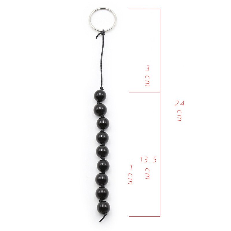 Anal Beads - Bolas Anales | 24cm / 1.4cm | 8 Cuentas | Negro | Vidrio | CJS-BA-02