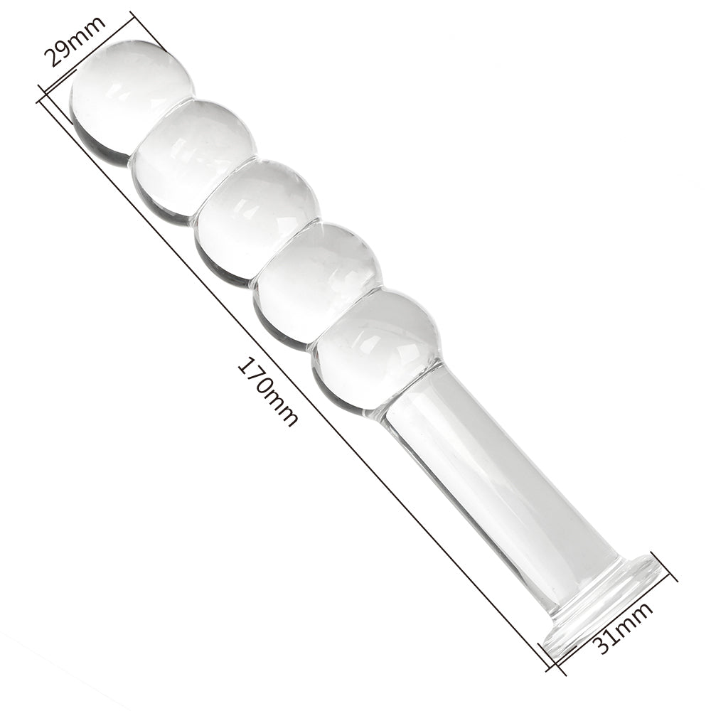 Anal Beads - Bolas Anales / Dildo - Consolador | 17cm / 2.9cm | 5 Cuentas | Transparente | Vidrio | CJS-BA-06