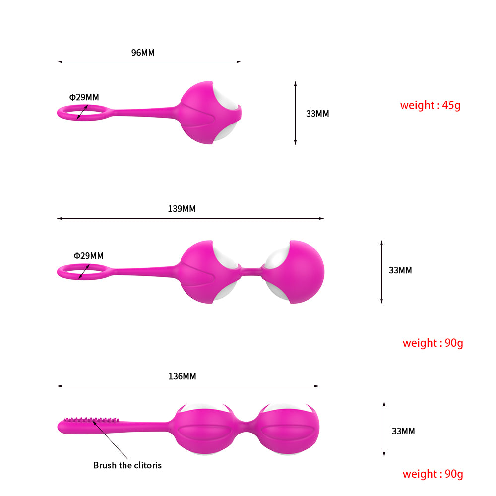 Ben Wa Balls - Bolas Vaginales | Principiante / Intermedio / Avanzado | Morado / Rosado / Rojo | Silicona - Flexible | CJS-BV-01