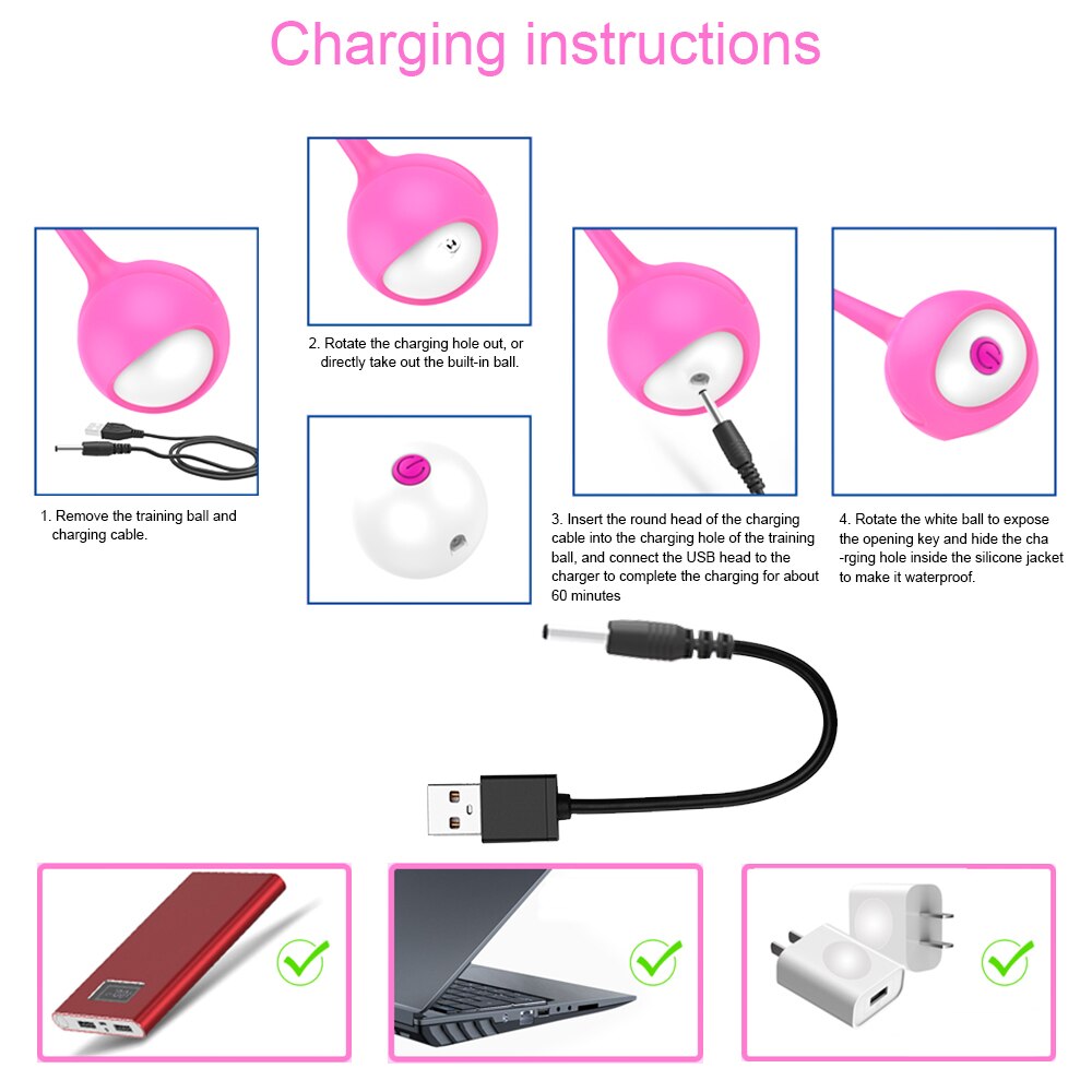 Vibrador / Bolas Vaginales | Control Inalámbrico | Recargable / USB | Rosado / Morado | Silicona | CJS-BV-02