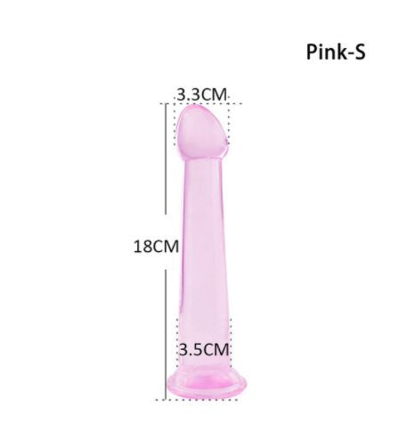 Dildo - Consolador | 18cm / 3.5cm | Negro / Transparente / Rosado | TPE - Flexible | CJS-CO-13