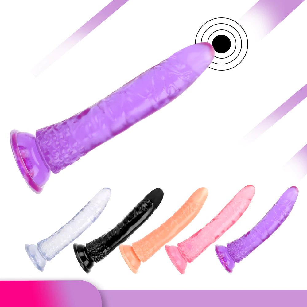 Dildo - Consolador | 21cm / 4.4cm | Negro / Carne / Rosado / Transparente / Morado | Silicona | CJS-CO-24
