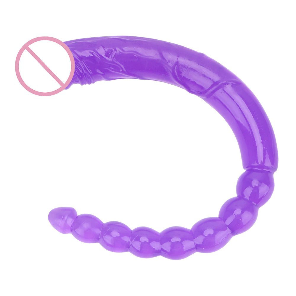 Dildo - Consolador / Bolas Anales | Doble Cabeza | 48cm / 3.6cm | Negro / Morado | TPE | CJS-CO-29