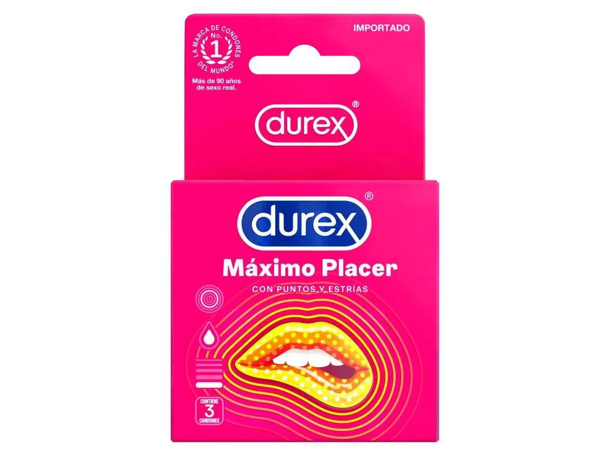 Condón / Preservativo Durex Máximo Placer | 3 Pack | Lubricado | Látex Natural | CJS-CON-06