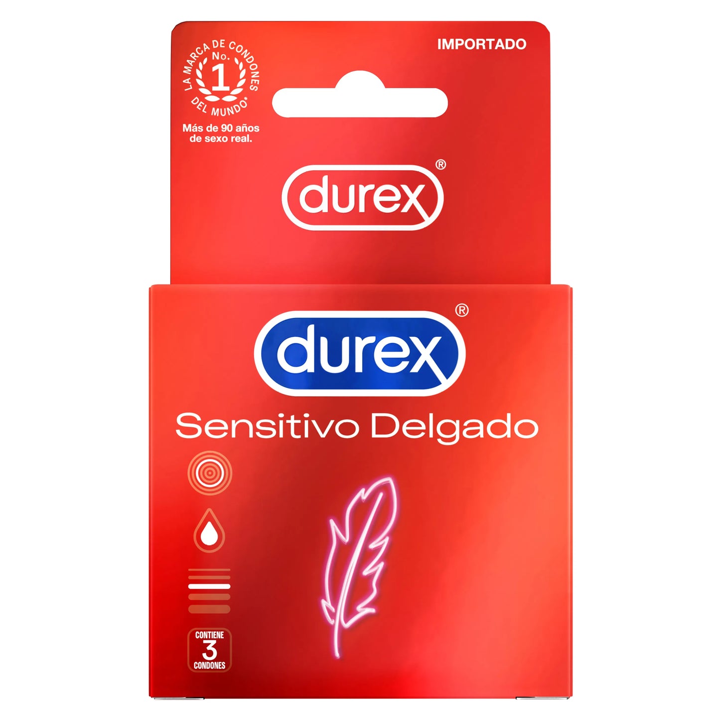 Condón / Preservativo Durex Sensitivo Delgado | 3 Pack | Lubricado | Látex Natural | CJS-CON-09