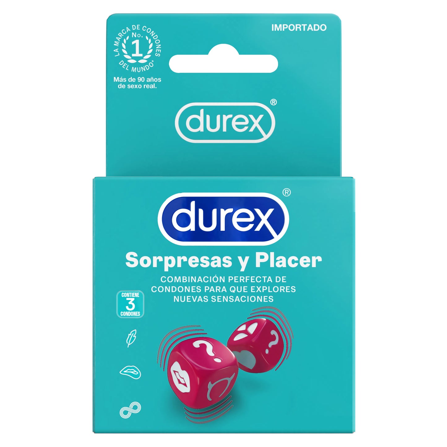Condón / Preservativo Durex Sorpresas y Placer | 3 Pack | Lubricado | Látex Natural | CJS-CON-10