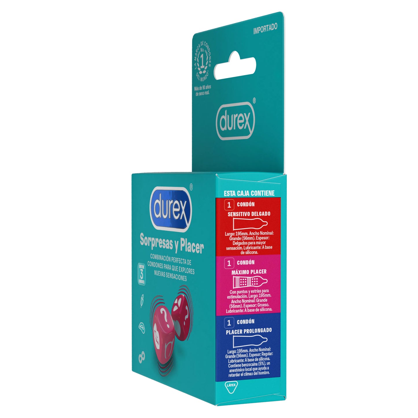 Condón / Preservativo Durex Sorpresas y Placer | 3 Pack | Lubricado | Látex Natural | CJS-CON-10