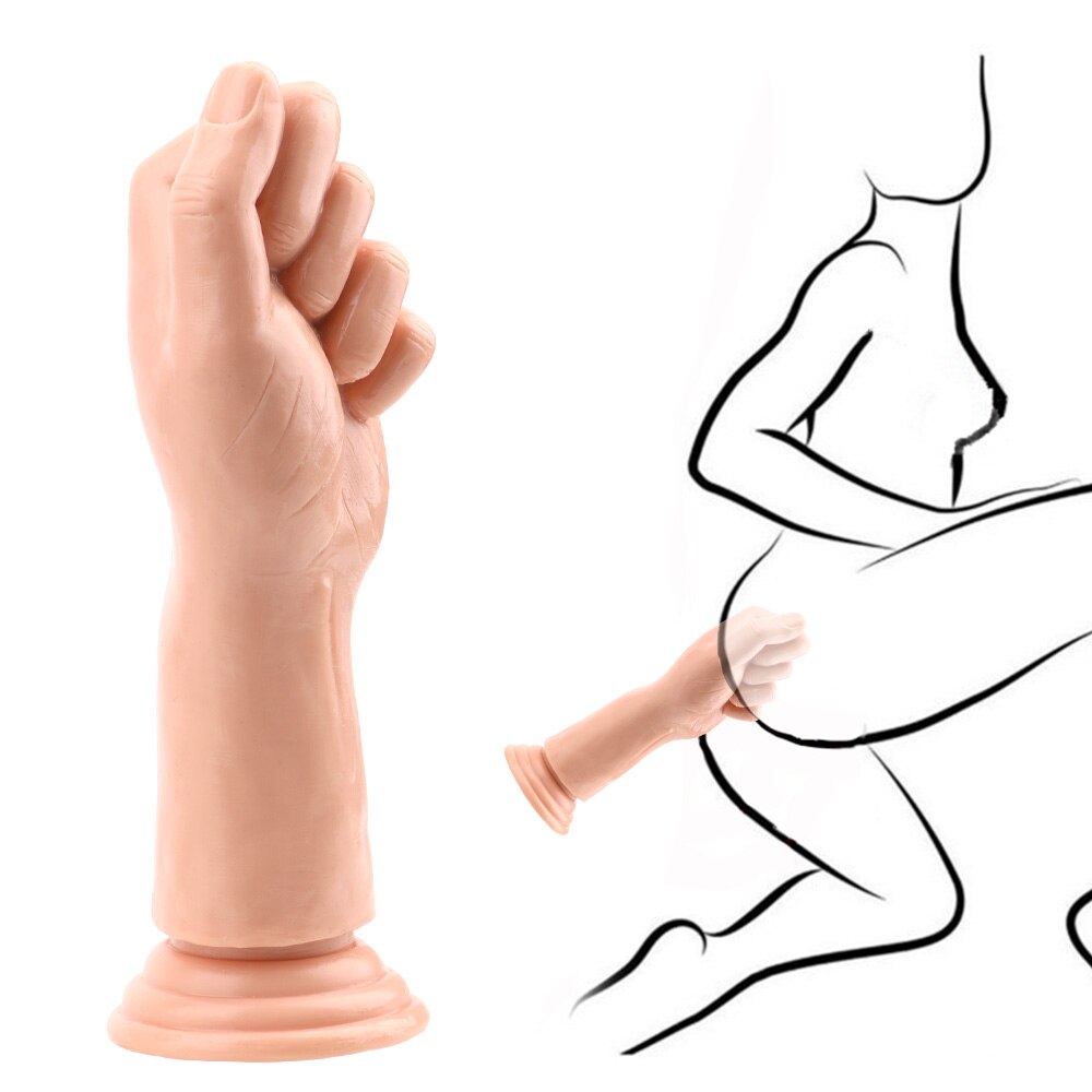 Dildo - Consolador / Mano | 23cm / 9cm | Negro / Carne | Fisting | BDSM | Silicona | CJS-FIS-01