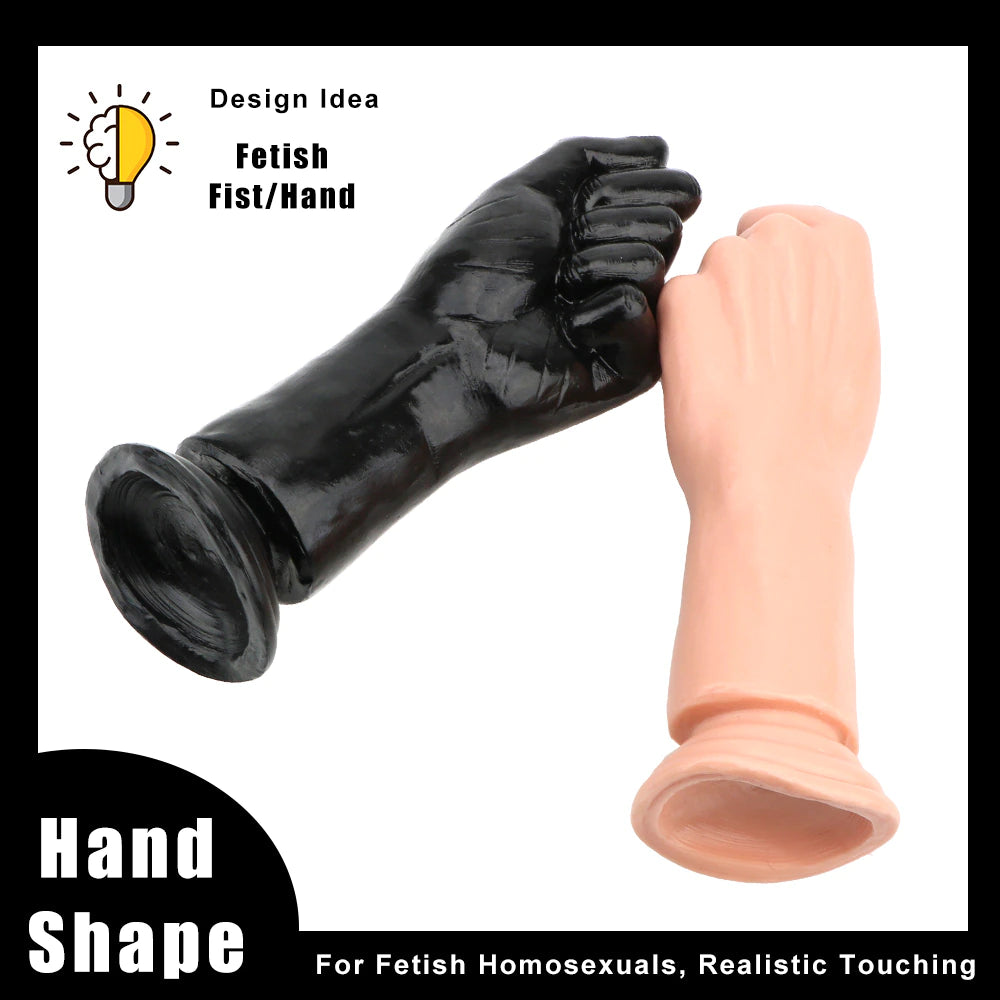 Dildo - Consolador / Mano | 23cm / 9cm | Negro / Carne | Fisting | BDSM | Silicona | CJS-FIS-01