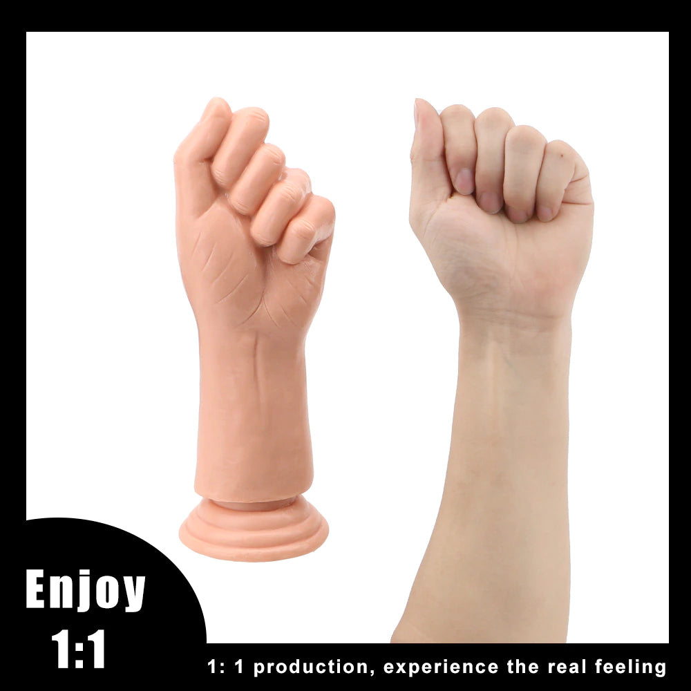 Dildo - Consolador / Mano | 23cm / 9cm | Negro / Carne | Fisting | BDSM | Silicona | CJS-FIS-01