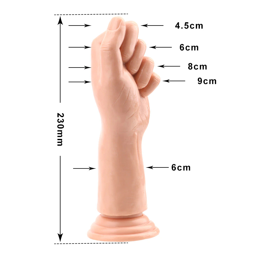 Dildo - Consolador / Mano | 23cm / 9cm | Negro / Carne | Fisting | BDSM | Silicona | CJS-FIS-01