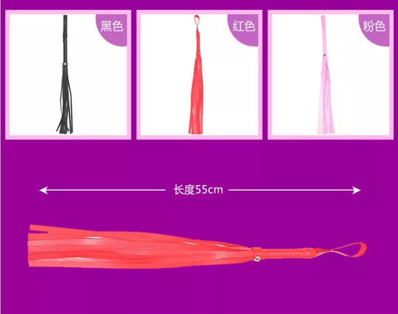 Látigo | 55cm | Rojo / Negro / Rosado | BDSM | CJS-LA-06