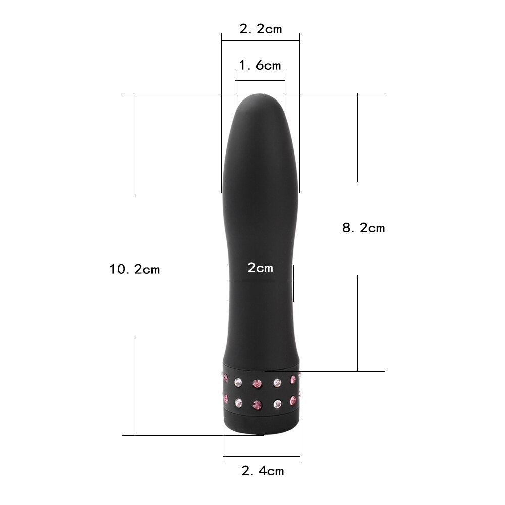 Vibrador | 10.2cm / 2.0cm | Negro / Morado / Rosado | ABS + Silicona | CJS-VI-19