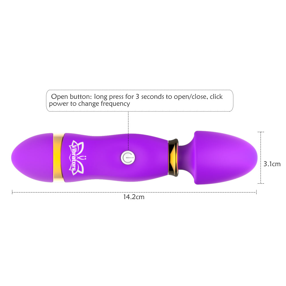 Vibrador | Recargable / USB | 14.2cm / 3.1cm | Rosado / Morado | Silicona | CJS-VI-22