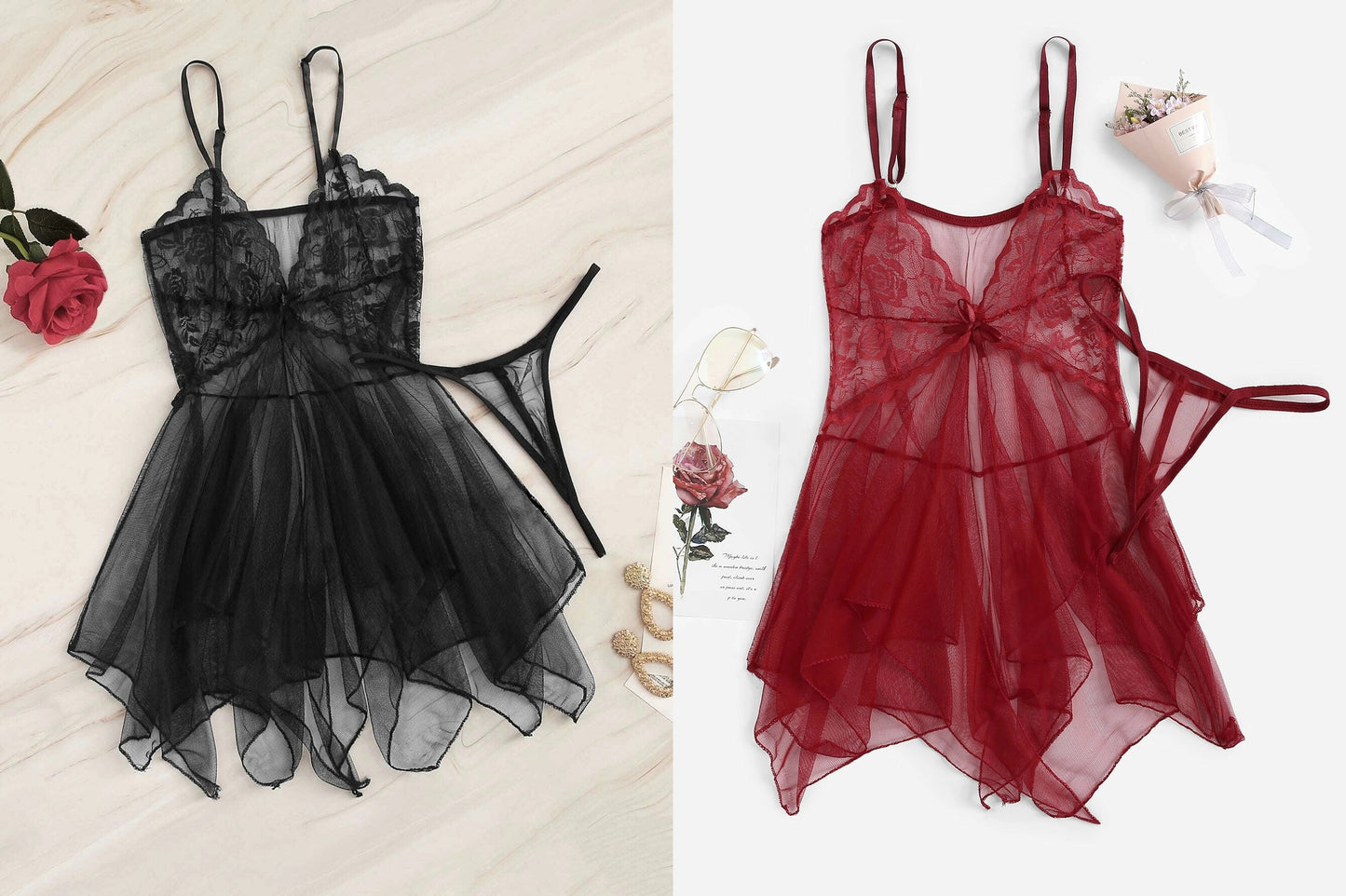 Baby Doll + Hilo | Negro | Talla Única | Encaje | CL-BD-07
