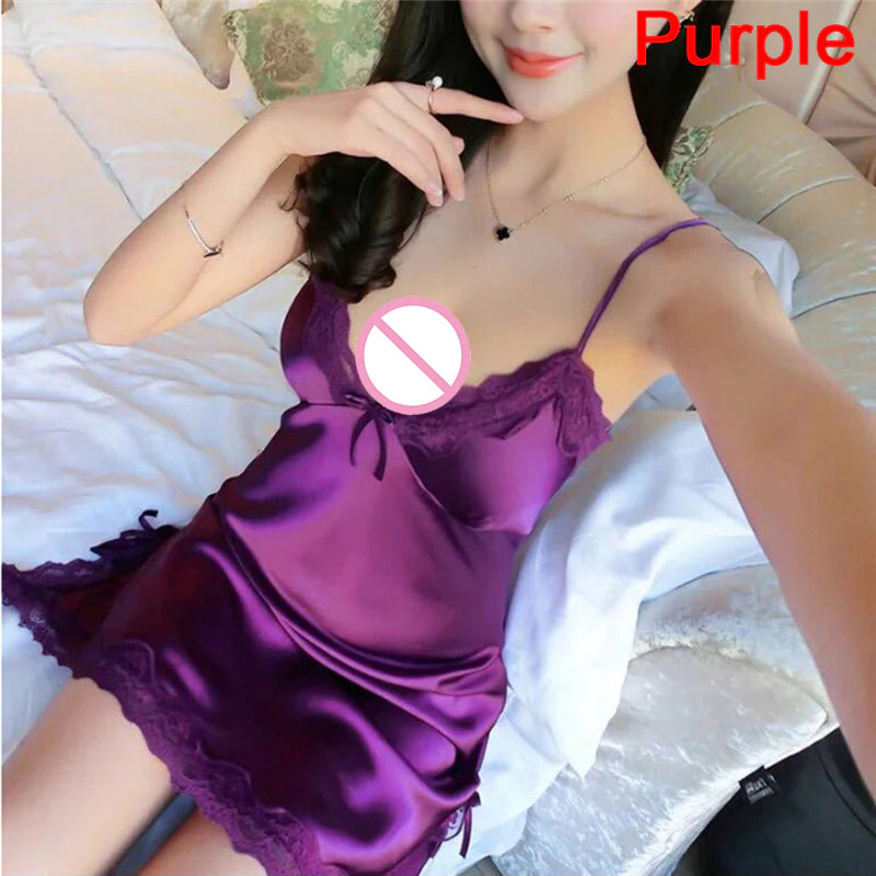 Baby Doll + Hilo | Blanco / Morado / Rojo / Negro | Talla Única | Satén | CL-BD-09