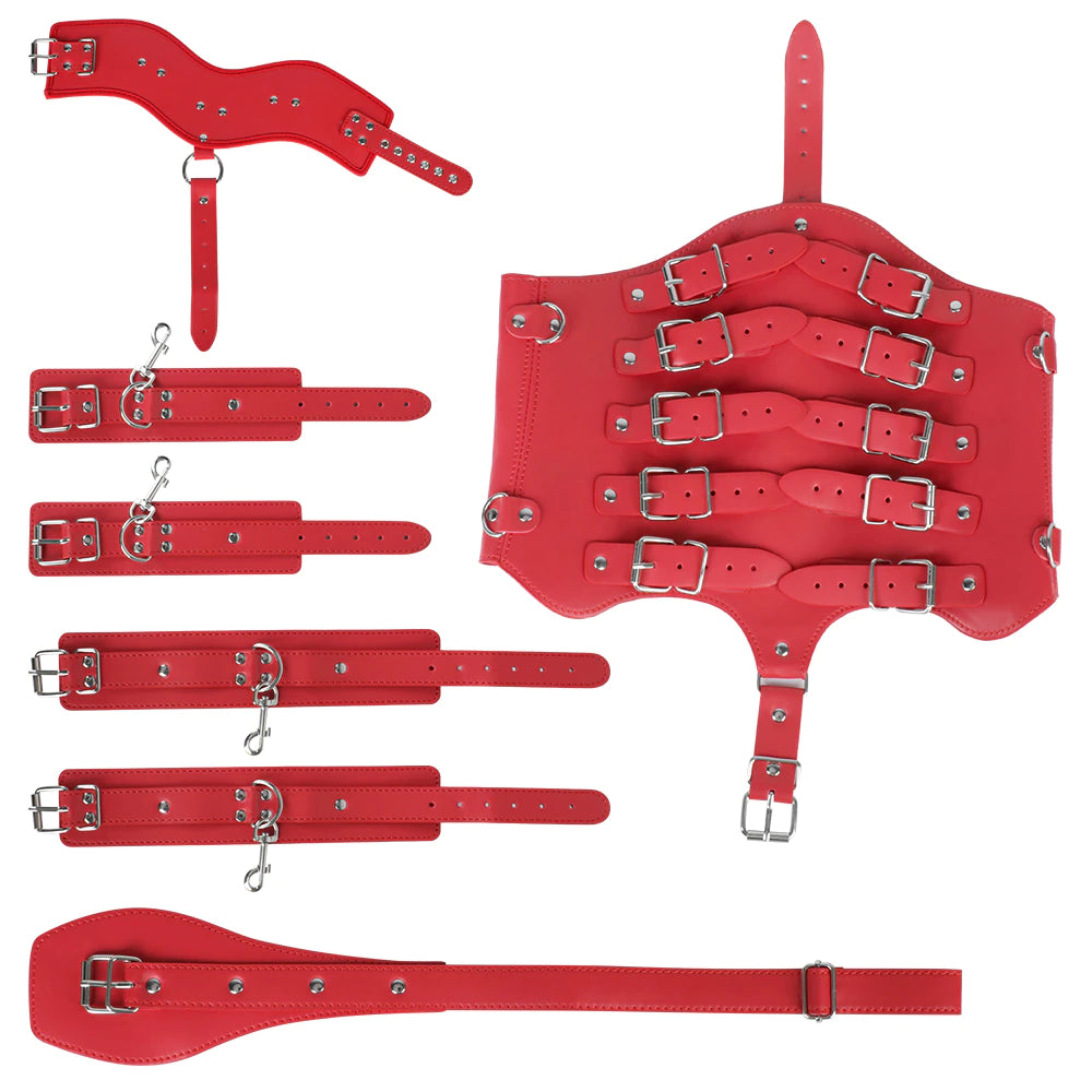 Body / Camisa de Fuerza | BDSM / Bondage | Rojo | Talla Única / Ajustable | Cuerina | CL-BO-44