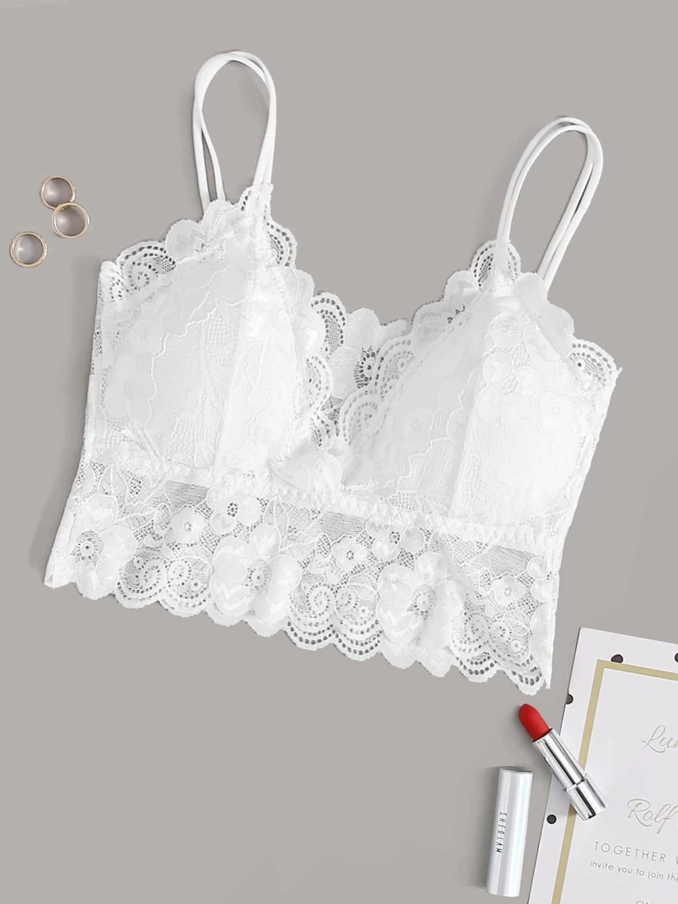 Bralette | Encaje Floral | Blanco | S / M / L | Encaje | CL-BR-02