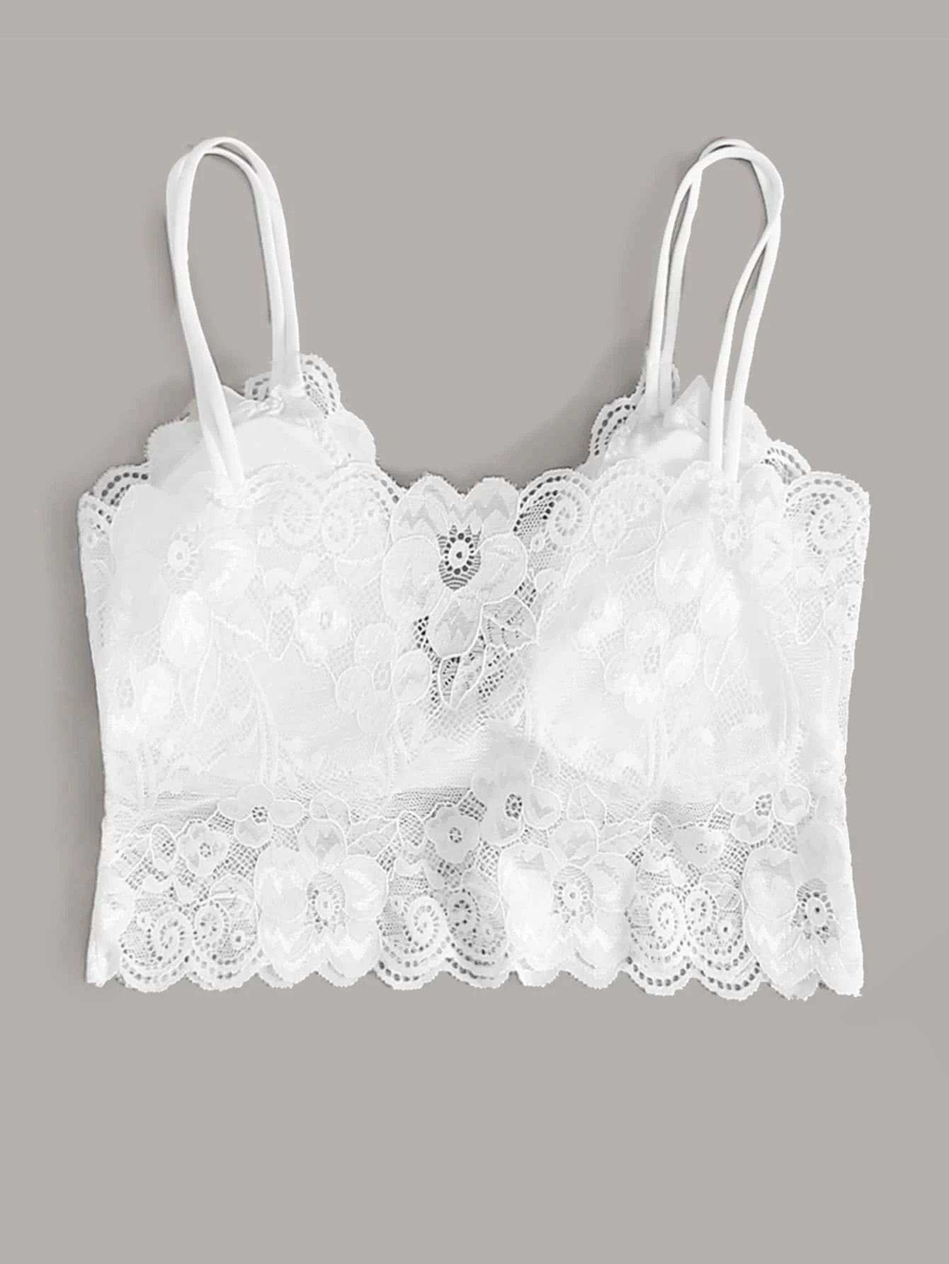 Bralette | Encaje Floral | Blanco | S / M / L | Encaje | CL-BR-02