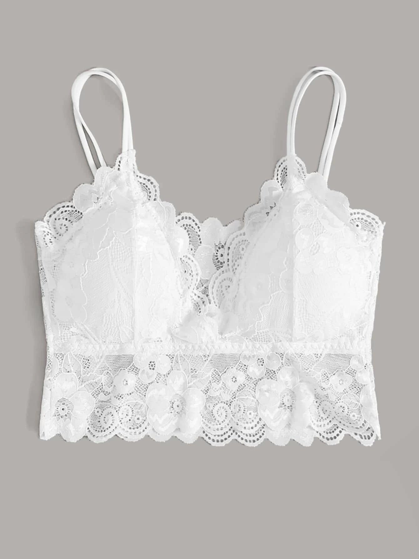 Bralette | Encaje Floral | Blanco | S / M / L | Encaje | CL-BR-02