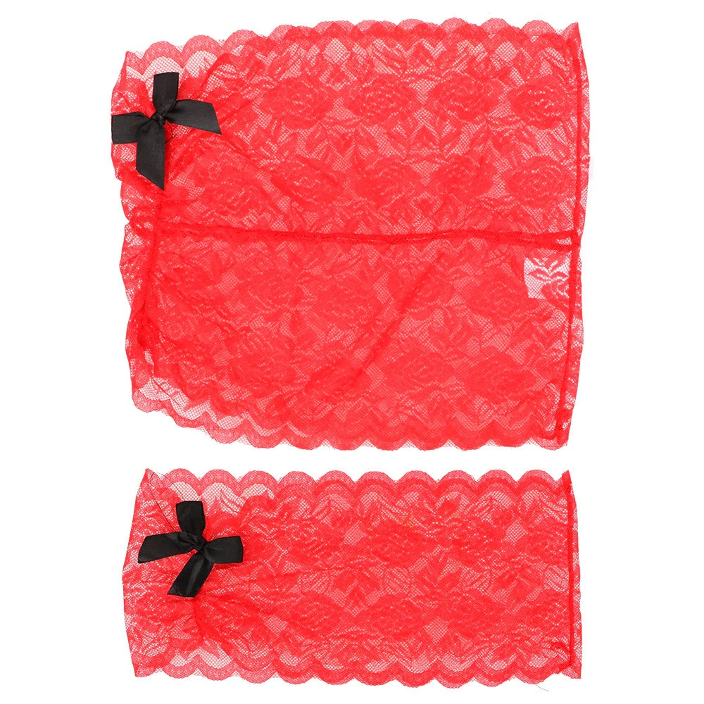 Conjunto Encaje | 2 Piezas | Negro / Rojo | Talla Única | CL-CO-01