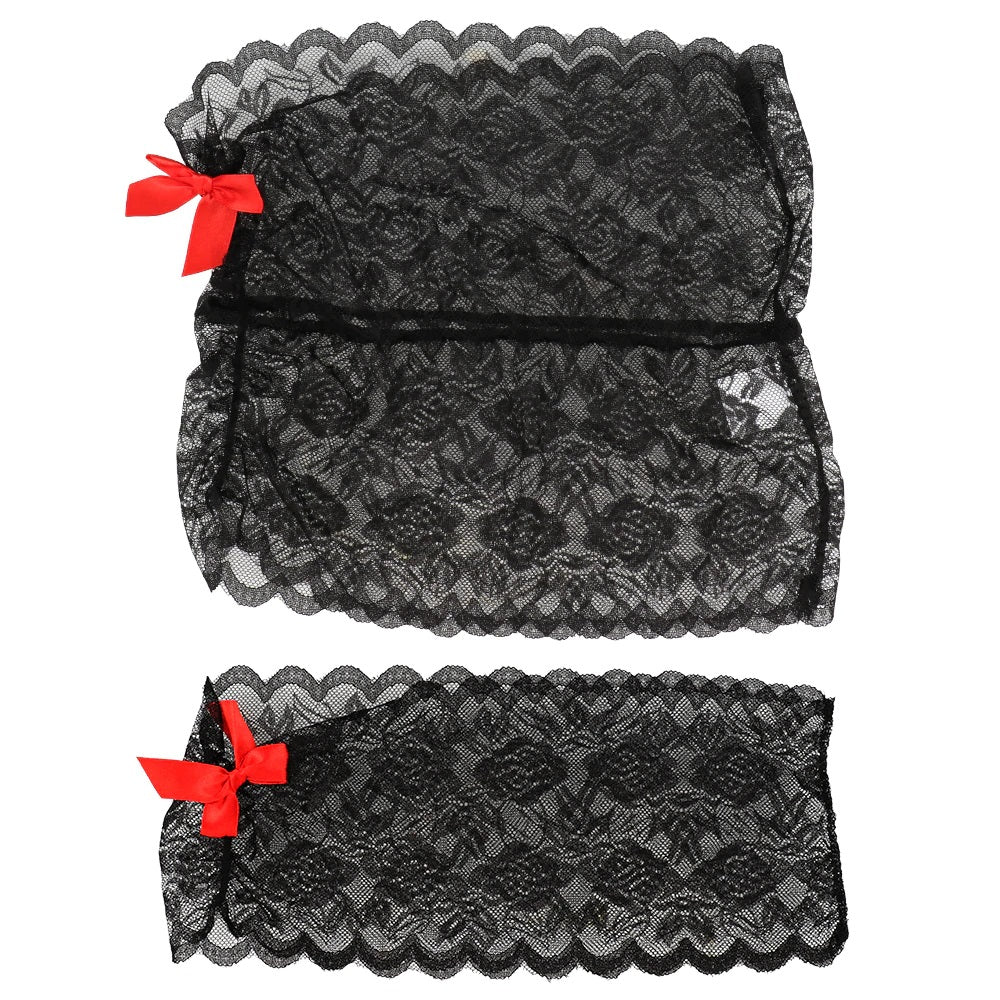 Conjunto Encaje | 2 Piezas | Negro / Rojo | Talla Única | CL-CO-01