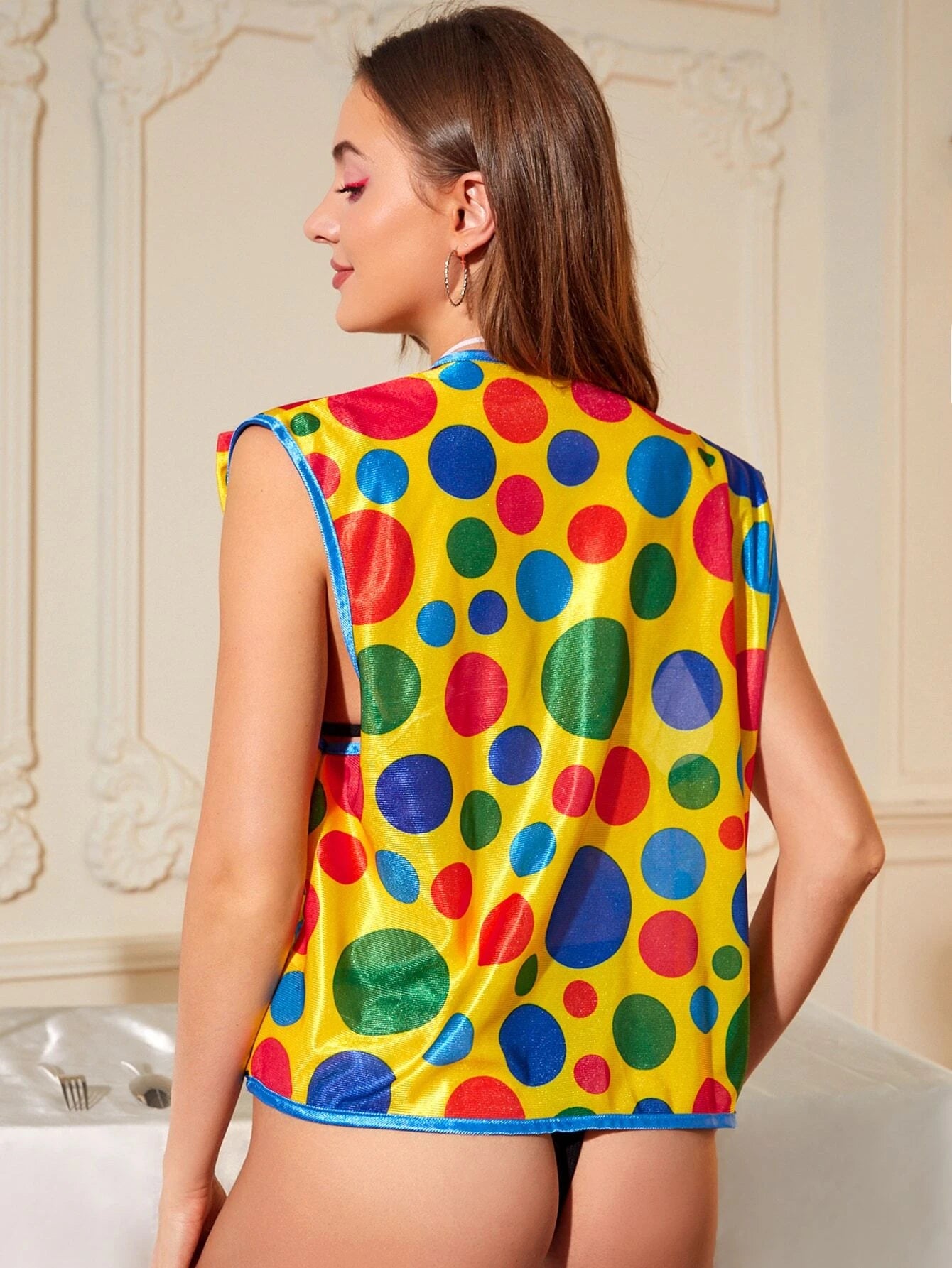 Disfraz Unisex - Payas@ | 2 Piezas / Chaleco + Moño | Talla Única | Poliéster | CL-DI-19