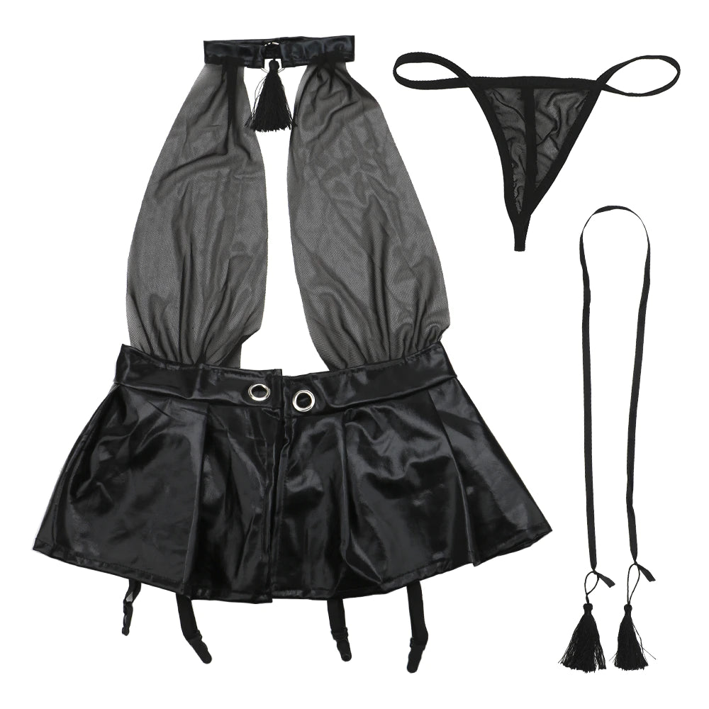 Disfraz - Dominatrix | 3 Piezas | Talla Única | Negro | Cuerina / Spandex | CL-DI-20