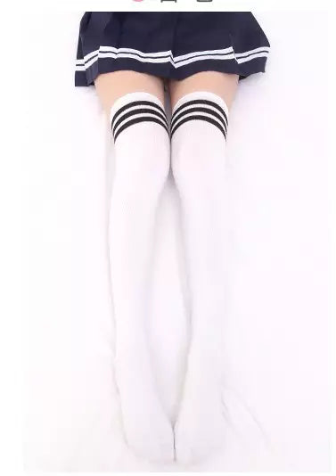 Pantimedias de Colegiala Japonesa | Negro / Blanco | Talla Única | Algodón / Fibra de Bamboo | CL-PA-10
