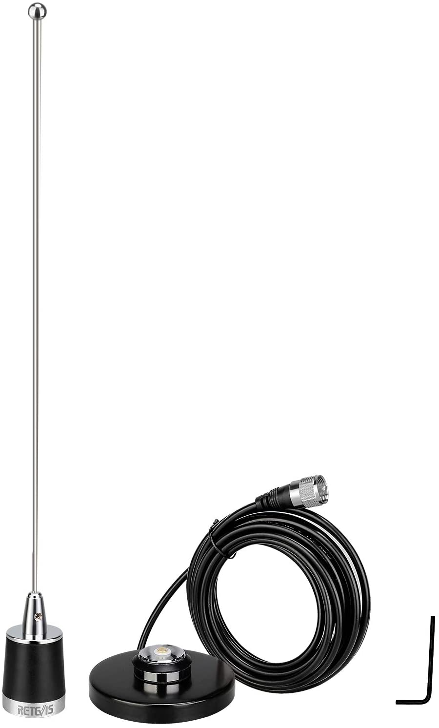 Antena Retevis MR200 + Soporte Magnético + Cable RG58 | UHF / VHF | 2.15 / 3.5dBi | PL259 | 51.5cm | CRC-AN-33