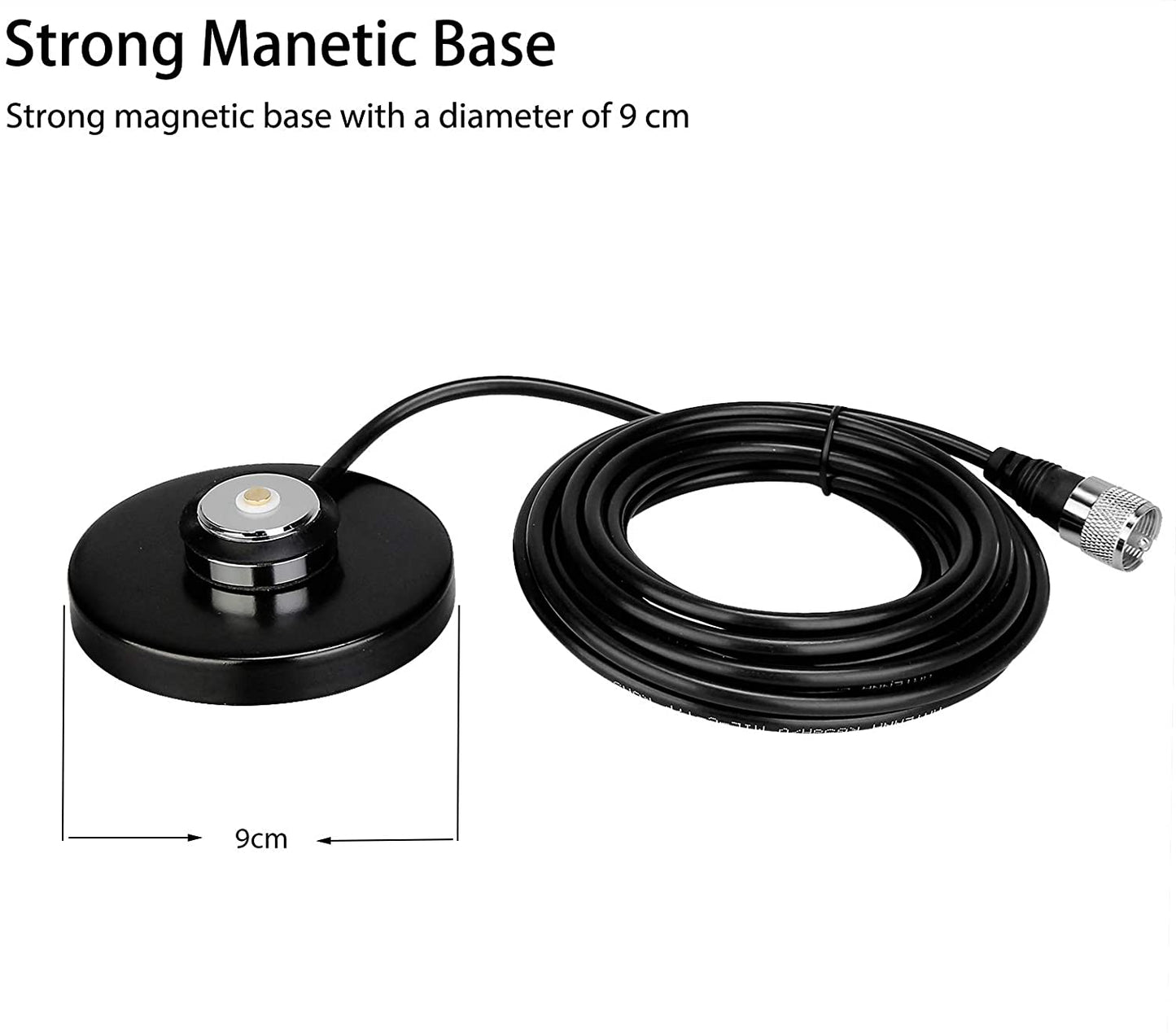 Antena Retevis MR200 + Soporte Magnético + Cable RG58 | UHF / VHF | 2.15 / 3.5dBi | PL259 | 51.5cm | CRC-AN-33