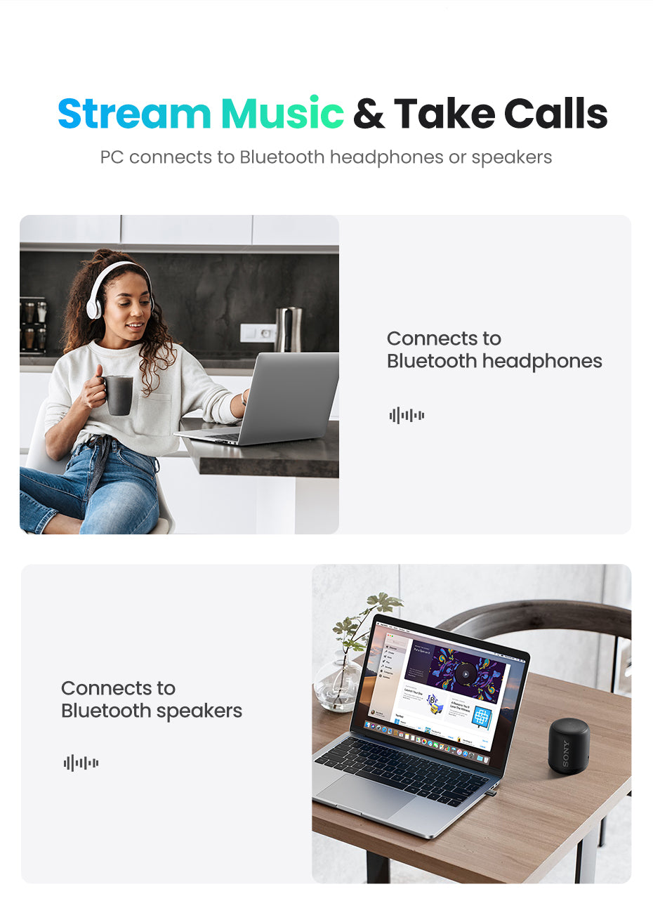 Adaptador UGREEN CM390 Bluetooth 5.0 | RTL8761BUV | CRE-ADA-02