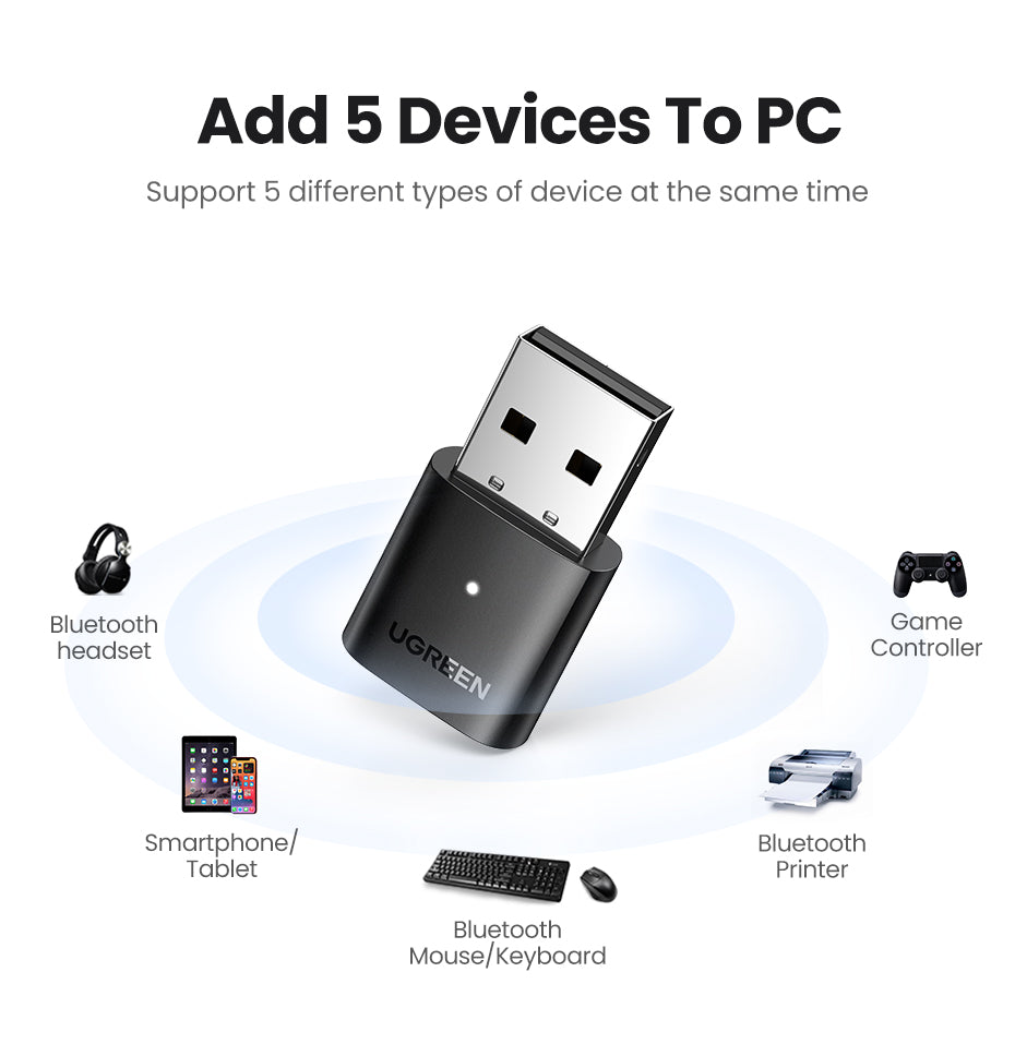Adaptador UGREEN CM390 Bluetooth 5.0 | RTL8761BUV | CRE-ADA-02