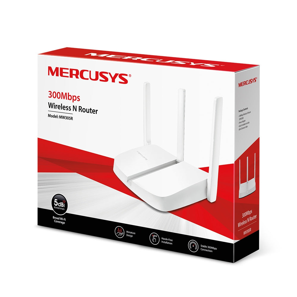 Router Inalámbrico Mercusys MW305R | 802.11n / 300Mbps | 2.4GHz | Uso Doméstico | Blanco | CRE-ROU-01