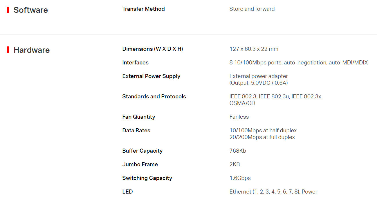 Switch Mercusys MS108 | 8 Puertos / Fast Ethernet 100Mbps | Plug and Play / No Administrable | Blanco | CRE-SWI-02