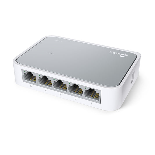 Switch TP-Link TL-SF1005D | 5 Puertos / Fast Ethernet 100Mbps | Plug and Play / No Administrable | Blanco-Gris | CRE-SWI-03