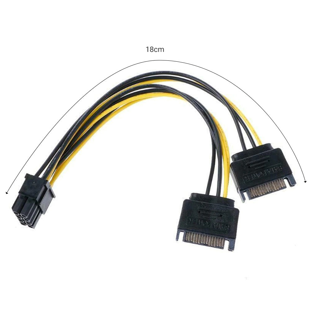 Adaptador de Alimentación para Tarjetas de Video | SATA (x2) -> PCI Express de 6+2 Pines | CTE-ADA-07
