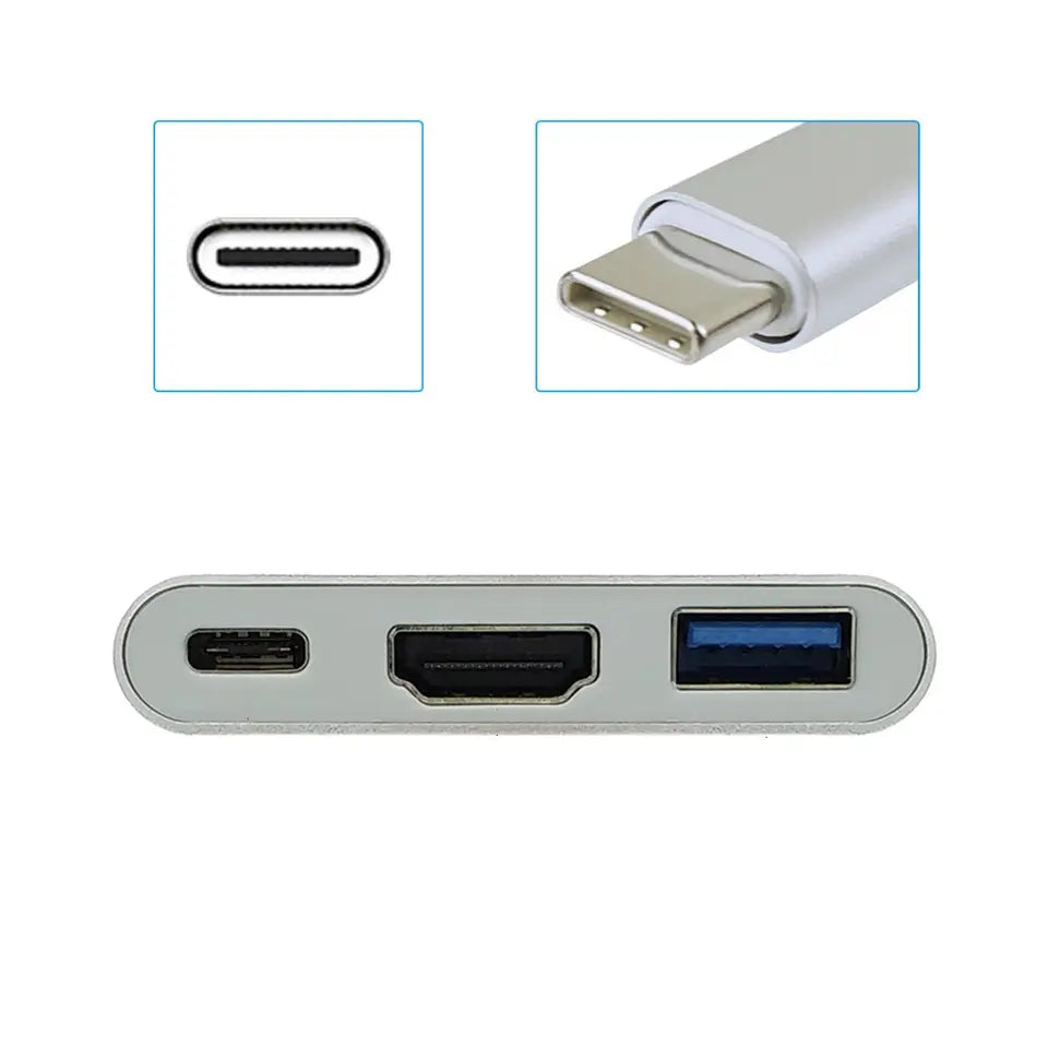 Hub / Concentrador USB Tipo C | 3 en 1 | USB 3.1 | Gris | CTE-HUS-02