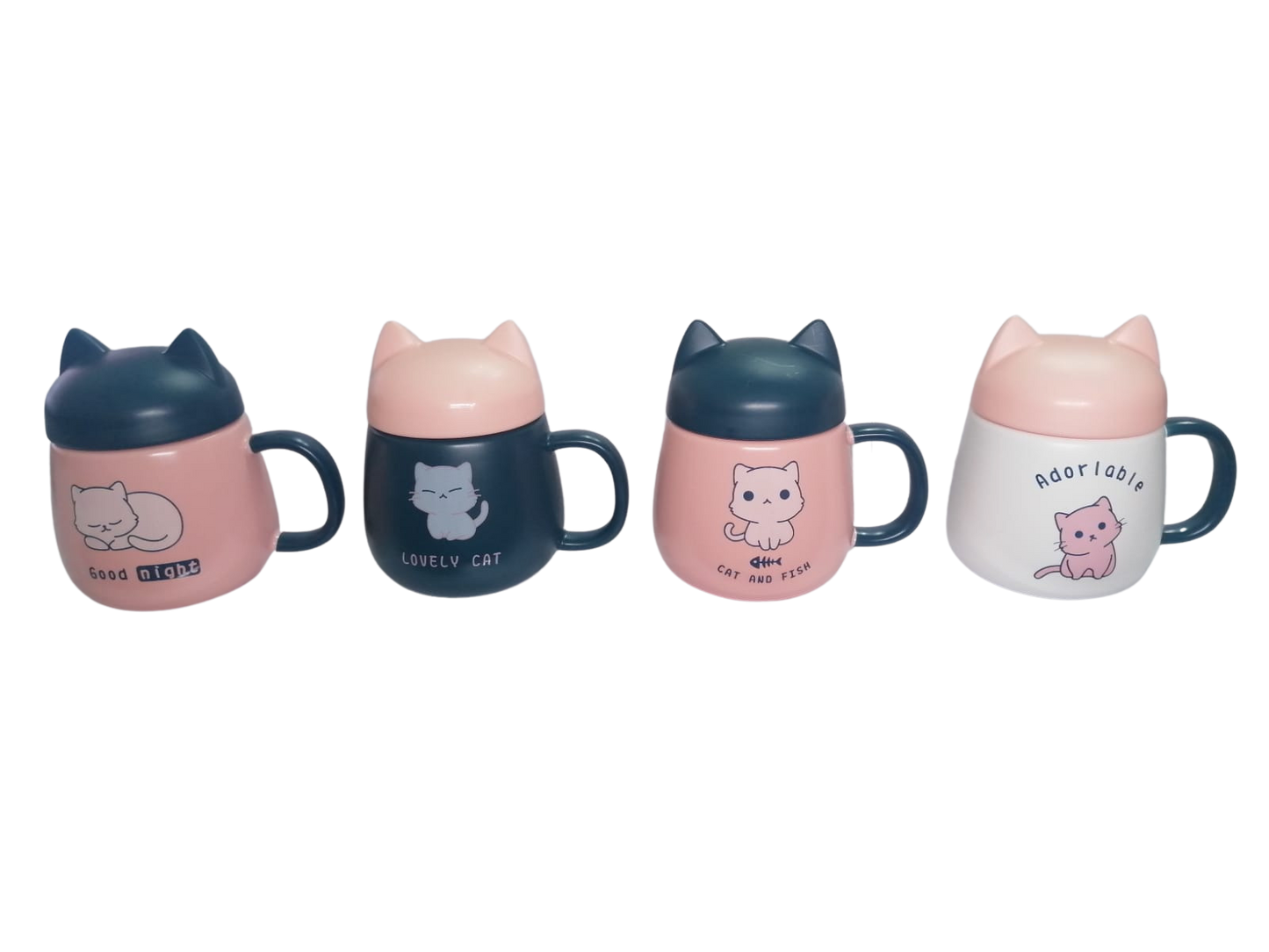 Taza Térmica | Gato | 4 Estilos | Rosado-Verde | CZG-TA-35