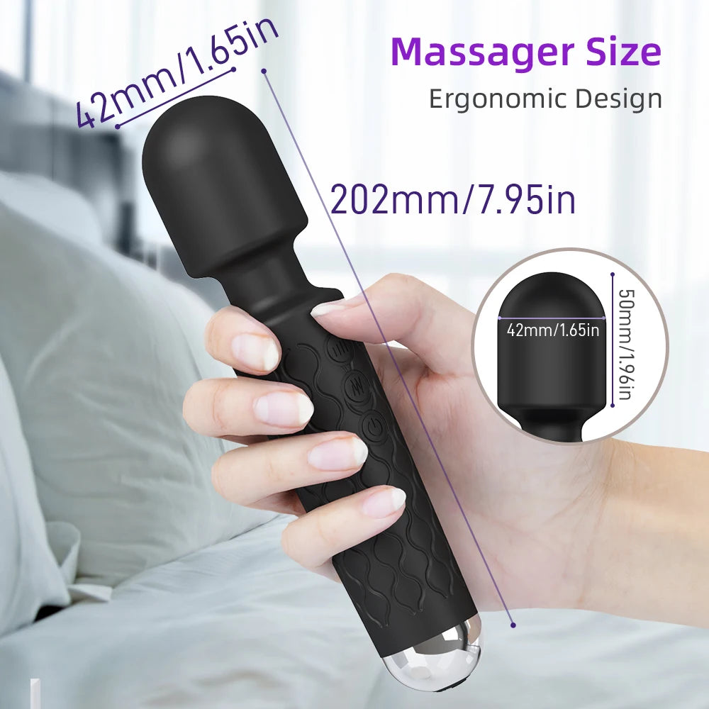 Vibrador Cabeza Flexible | Recargable | S / L | Negro / Morado / Rosado | ABS + Silicona | CJS-VI-35