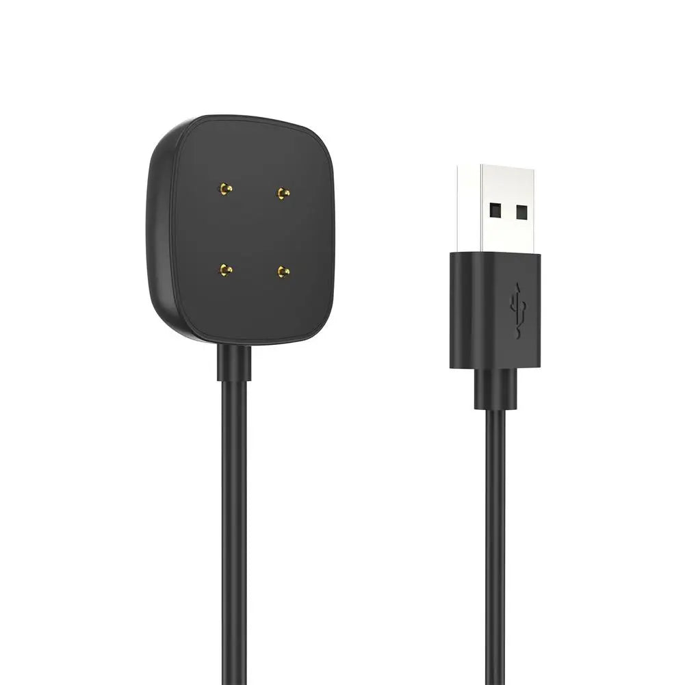 Cable/Clip para Cargar Relojes Fitbit Versa 4 / Versa 3 / Sense 2 / Sense | 1 Metro | Negro | CCE-CUS-19