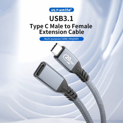 Extensión USB C | 60cm / 150cm / 200cm | USB C Hembra -> USB C Macho | 20Gbps | Gris | CCE-CUS-32