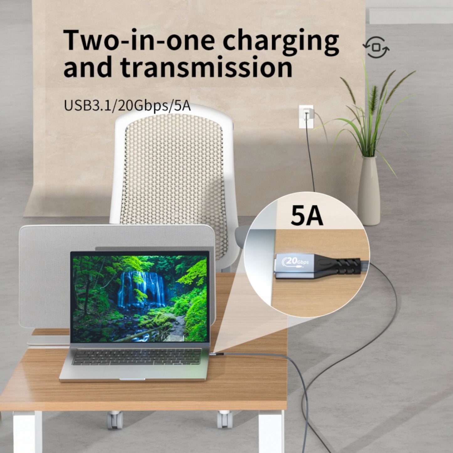 Extensión USB C | 60cm / 150cm / 200cm | USB C Hembra -> USB C Macho | 20Gbps | Gris | CCE-CUS-32